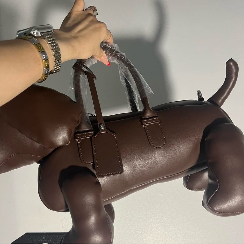 Brown Dog-Shaped Handbag